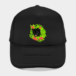 Tropical - Jaguar Cat, Black panther, Floral theme Hat