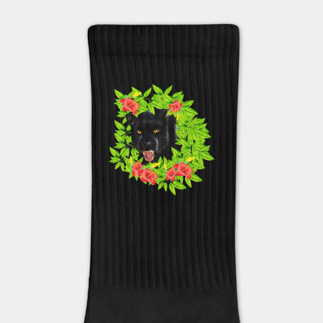 Tropical - Jaguar Cat, Black panther, Floral theme by logiamerch