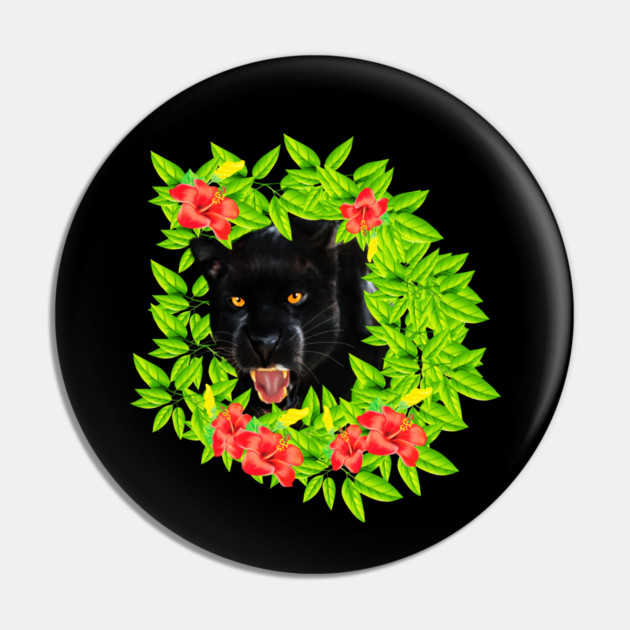 Tropical - Jaguar Cat, Black panther, Floral theme Pin by logiamerch