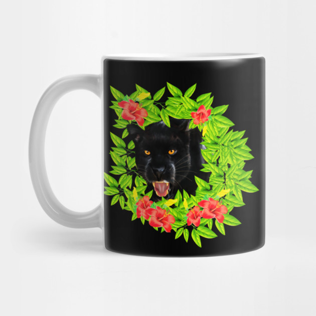 Tropical - Jaguar Cat, Black panther, Floral theme by logiamerch