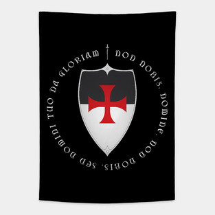 Knights Templar Crusader Motto and Cross Tapestry