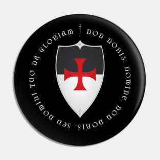 Knights Templar Crusader Motto and Cross Pin