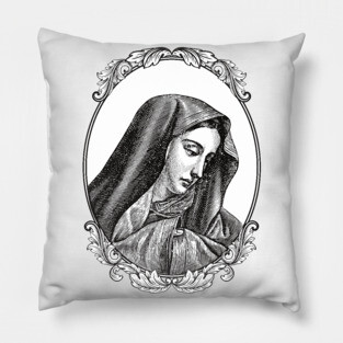 Vintage Virgin Mary Maria Portrait Pillow