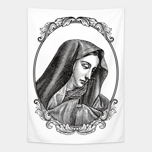 Vintage Virgin Mary Maria Portrait Tapestry