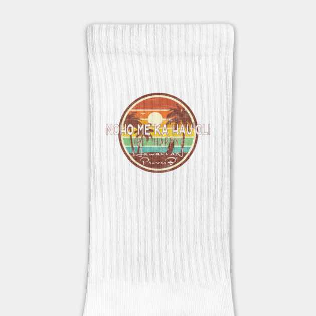 Vintage Worn Hawaiian Surf Be Happy Proverb Tee by Joaddo