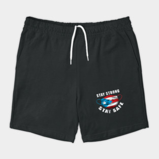 Stay Strong Stay Safe Puerto Rican Flag Mask Solidarity Awareness Shorts