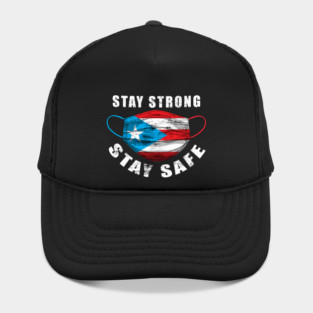 Stay Strong Stay Safe Puerto Rican Flag Mask Solidarity Awareness Hat