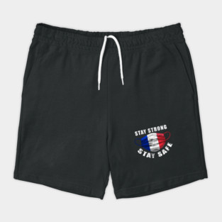 Stay Strong Stay Safe France Flag Mask Solidarity Awareness Shorts