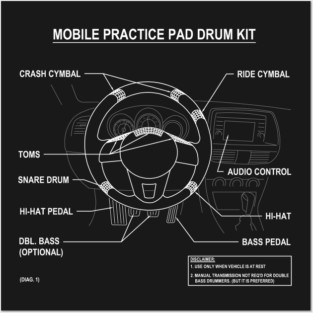 Mobile Drum Set - Steering Wheel Posters and Art