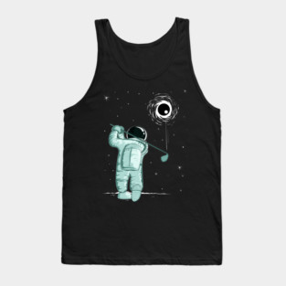 Astronaut Golfer Black Hole In One Tank Top