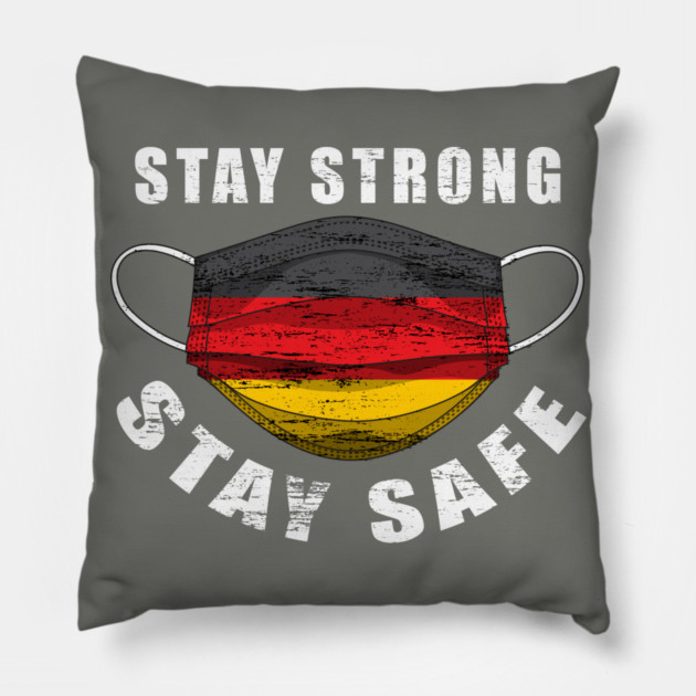 Stay Strong Stay Safe Germany Flag Mask Solidarity Awareness Pillow by creative
