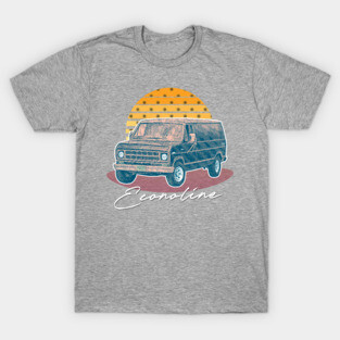 Retro Ford Econoline Faded Retro Sunset Design T-Shirt