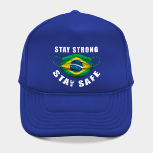 Stay Strong Stay Safe Brasil Flag Mask Solidarity Awareness Hat