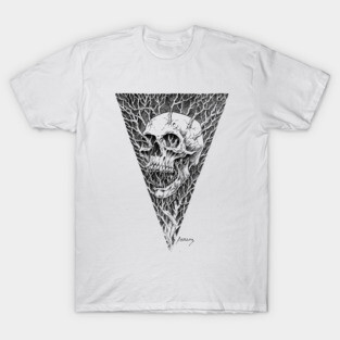 Screaming Skull Line Art T-Shirt