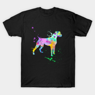 Boxer Dog Artwork Watercolor Paint Splatter Silhouette Dog Lover Gift T-Shirt