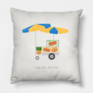New York City, NYC Hot Dog & Pretzel Cart Pillow