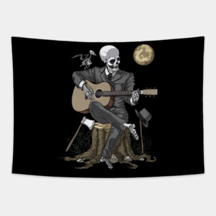 Skeleton Guitar Player Tapestry