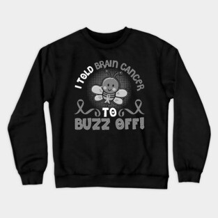 funny brain cancer bee warrior Crewneck Sweatshirt