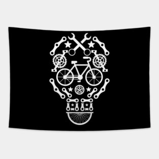 Funny Bicycle Cycling Skull Humor Graphic Tapestry