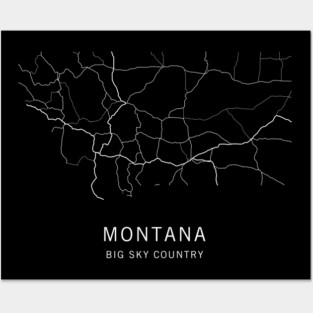 Montana State Road Map Posters and Art