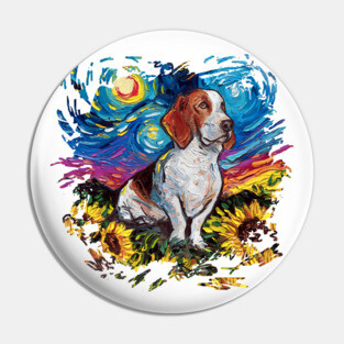 Basset Hound Night 2 (version 2) Pin
