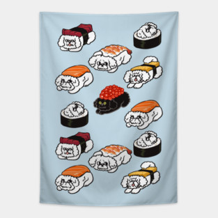 Sushi Bichon Frise Tapestry