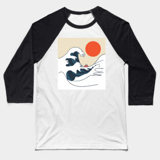 The Great Wave of Pugs Baseball T-Shirt