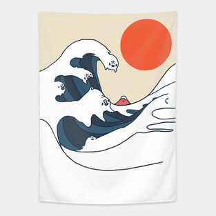 The Great Wave of Pugs Tapestry