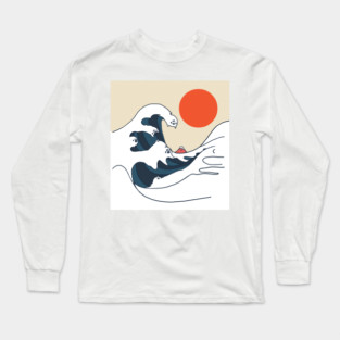 The Great Wave of Pugs Long Sleeve T-Shirt