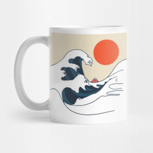 The Great Wave of Pugs Mug
