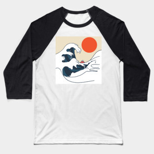 The Great Wave of Cats Baseball T-Shirt