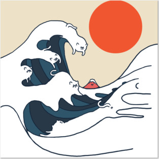 The Great Wave of Cats Posters and Art