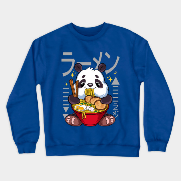 Ramen Panda Cute Kawaii Panda Eating Ramen Crewneck Sweatshirt by creative
