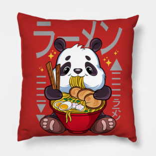 Ramen Panda Cute Kawaii Panda Eating Ramen Pillow