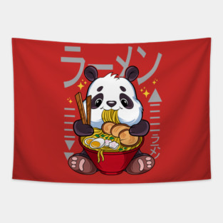 Ramen Panda Cute Kawaii Panda Eating Ramen Tapestry