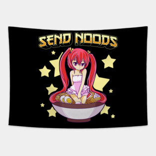 Send Noods Cute Anime Girl inside a Ramen Bowl Tapestry