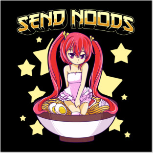 Send Noods Cute Anime Girl inside a Ramen Bowl Posters and Art