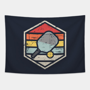 Retro Badge Pickleball Tapestry