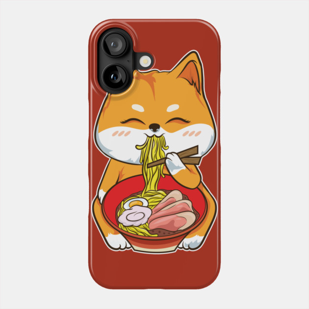 Ramen Shiba Inu Cute Kawaii Turf Dog Eating Noodles Phone Case by creative