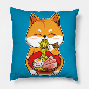 Ramen Shiba Inu Cute Kawaii Turf Dog Eating Noodles Pillow