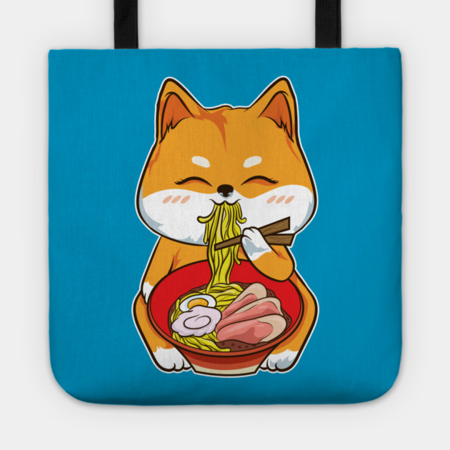 Ramen Shiba Inu Cute Kawaii Turf Dog Eating Noodles Tote by creative
