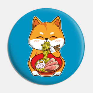 Ramen Shiba Inu Cute Kawaii Turf Dog Eating Noodles Pin
