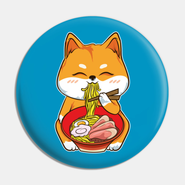 Ramen Shiba Inu Cute Kawaii Turf Dog Eating Noodles Pin by creative