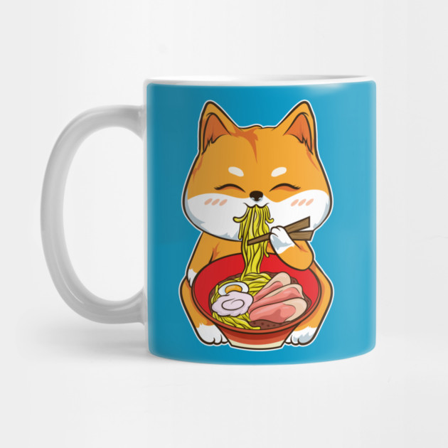 Ramen Shiba Inu Cute Kawaii Turf Dog Eating Noodles by creative