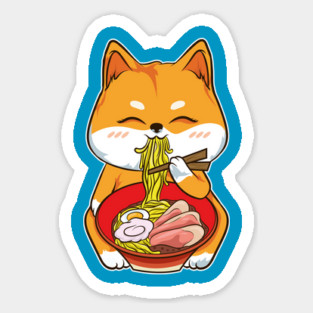 Ramen Shiba Inu Cute Kawaii Turf Dog Eating Noodles Sticker
