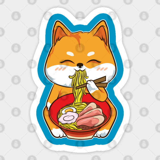 Ramen Shiba Inu Cute Kawaii Turf Dog Eating Noodles Sticker by creative