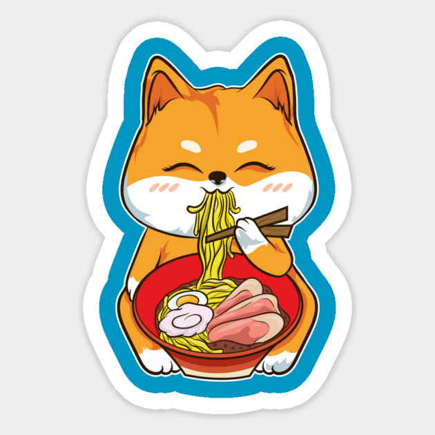 Ramen Shiba Inu Cute Kawaii Turf Dog Eating Noodles Magnet by creative