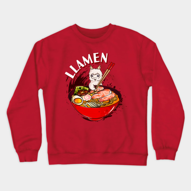 Ramen Bowl & Llama with Chopsticks Crewneck Sweatshirt by creative