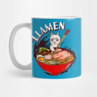 Ramen Bowl & Llama with Chopsticks Mug