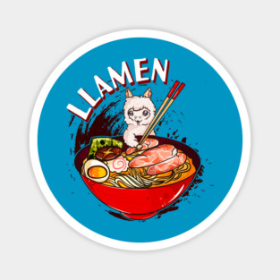 Ramen Bowl & Llama with Chopsticks Magnet